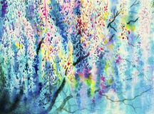 Flores abstratas da glicínia da aquarela ilustração royalty free Flores abstratas da glicínia da aquarela ilustração royalty free
