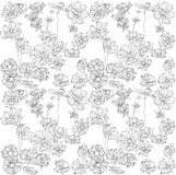 Flores blancos y negros apacibles del modelo del ornamento stock de ilustración Flores blancos y negros apacibles del modelo del ornamento stock de ilustración