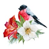 Flores con el pájaro ilustración del vector Flores con el pájaro ilustración del vector