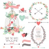 Flores e Birdcage do casamento do vintage ilustração do vetor Flores e Birdcage do casamento do vintage ilustração do vetor