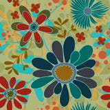 Flores inconsútiles y remolinos del fondo stock de ilustración Flores inconsútiles y remolinos del fondo stock de ilustración
