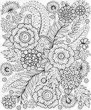 Flowe noir et blanc d'été d'isolement sur le blanc Fond abstrait de griffonnage fait en fleurs et papillon Page de coloration de Photos libres de droits Flowe noir et blanc d'été d'isolement sur le blanc Fond abstrait de griffonnage fait en fleurs et papillon Page de coloration de Photos libres de droits
