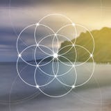 Flower of life - the interlocking circles ancient symbol. Sacred geometry. Mathematics, nature, and spirituality in nature. Fibona royalty free stock photo Flower of life - the interlocking circles ancient symbol. Sacred geometry. Mathematics, nature, and spirituality in nature. Fibona royalty free stock photo