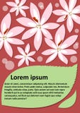 Flower placard template with green leaf, place for own text. Flyer, poster, leaflet template design Royalty Free Stock Photography Flower placard template with green leaf, place for own text. Flyer, poster, leaflet template design Royalty Free Stock Photography