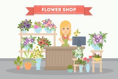 Flower shop saleswoman. royalty free illustration Flower shop saleswoman. royalty free illustration