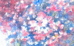 Flowerbed biel, menchie i błękitny Alpejski, Ja beak dekoracyjnego latającego ilustracyjnego wizerunek swój papierowa kawałka dym royalty ilustracja Flowerbed biel, menchie i błękitny Alpejski, Ja beak dekoracyjnego latającego ilustracyjnego wizerunek swój papierowa kawałka dym royalty ilustracja