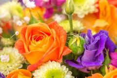 Flowers bouquet with orange rose, close up Stock Photos Flowers bouquet with orange rose, close up Stock Photos