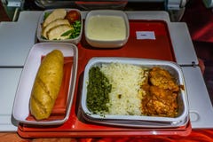 Fluglinien-hindische Mahlzeit stockfoto Fluglinien-hindische Mahlzeit stockfoto