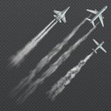 Flugzeuge und Militärkämpfer mit rauchiger Spur der Kondensation lokalisierten Vektorsammlung lizenzfreie abbildung Flugzeuge und Militärkämpfer mit rauchiger Spur der Kondensation lokalisierten Vektorsammlung lizenzfreie abbildung