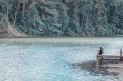 Flusswald und junge Frauen stockbild Flusswald und junge Frauen stockbild