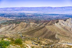 Flyg- sikt av Coachella Valley och vägen som leder till den, Kalifornien arkivfoton Flyg- sikt av Coachella Valley och vägen som leder till den, Kalifornien arkivfoton