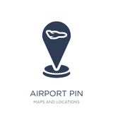 Flygplatsstiftsymbol Moderiktig plan symbol för vektorflygplatsstift på vitt b vektor illustrationer Flygplatsstiftsymbol Moderiktig plan symbol för vektorflygplatsstift på vitt b vektor illustrationer