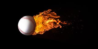 Flying Baseball Engulfed in Flames