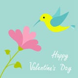 Flying colibri bird and heart flower. Cute cartoon character. Hummingbird. Blue background. Baby kids illustration collec vector illustration Flying colibri bird and heart flower. Cute cartoon character. Hummingbird. Blue background. Baby kids illustration collec vector illustration
