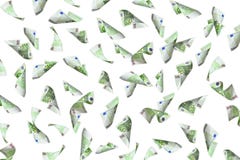Flying 100 euro bills. On white background vector illustration Flying 100 euro bills. On white background vector illustration