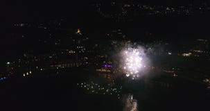 Flying through the salute on the seashore of Italy overlooking the night city 4K Aerial stock video Flying through the salute on the seashore of Italy overlooking the night city 4K Aerial stock video