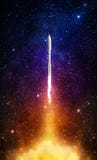 Flying space rocket in the night starry sky. Space exploration b royalty free stock image Flying space rocket in the night starry sky. Space exploration b royalty free stock image