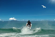 Flying To Sun. Jet Ski & Bird. Stock Photos Flying To Sun. Jet Ski & Bird. Stock Photos