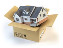 flytta sig för hus Real Estate marknadsför isolerad white för begrepp leverans stock illustrationer flytta sig för hus Real Estate marknadsför isolerad white för begrepp leverans stock illustrationer