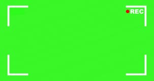 Focus finder camera view video viewfinder with rec led on and empty battery blinking. With chroma key green screen Focus finder camera view video viewfinder with rec led on and empty battery blinking. With chroma key green screen