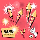 Fogo de artifício retro Rockets ilustração stock Fogo de artifício retro Rockets ilustração stock