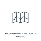 folded map with two points icon vector from travelling collection. Thin line folded map with two points outline icon vector royalty free illustration folded map with two points icon vector from travelling collection. Thin line folded map with two points outline icon vector royalty free illustration
