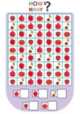 a folha para crianças, conta o número de objetos, aprende os números, quantos objetos, jogo educacional das crianças ilustração do vetor a folha para crianças, conta o número de objetos, aprende os números, quantos objetos, jogo educacional das crianças ilustração do vetor