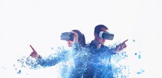 Folk i faktiska exponeringsglas VR royaltyfri illustrationer Folk i faktiska exponeringsglas VR royaltyfri illustrationer