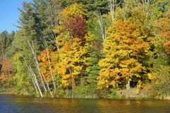 Follaje de otoño en la orilla de la charca del molino, Connecticut Fotografía de archivo Follaje de otoño en la orilla de la charca del molino, Connecticut Fotografía de archivo