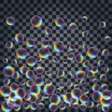 Fond abstrait avec les bulles de savon réalistes multicolores Images stock Fond abstrait avec les bulles de savon réalistes multicolores Images stock