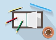 Fond abstrait de livre et de crayons illustration stock Fond abstrait de livre et de crayons illustration stock