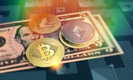 Fond brillant de crypto-devise d'ondulation illustration stock Fond brillant de crypto-devise d'ondulation illustration stock