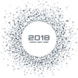 Fond de carte de la nouvelle année 2018 La vue de Gray Light Halftone Christmas Circle utilisant des confettis de flocon de neige illustration libre de droits Fond de carte de la nouvelle année 2018 La vue de Gray Light Halftone Christmas Circle utilisant des confettis de flocon de neige illustration libre de droits