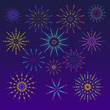Fond de feux d'artifice dans le style plat Conception de célébration pendant des vacances Bannière de gagnant, décorations de fes illustration stock Fond de feux d'artifice dans le style plat Conception de célébration pendant des vacances Bannière de gagnant, décorations de fes illustration stock
