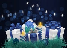 Fond de fête avec l'effet et les lampes-torches de bokeh Fond d'an neuf ou de Noël illustration stock Fond de fête avec l'effet et les lampes-torches de bokeh Fond d'an neuf ou de Noël illustration stock