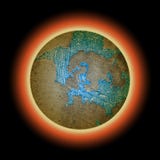 Fond de l'espace avec la lumière orange par derrière de la planète illustration stock Fond de l'espace avec la lumière orange par derrière de la planète illustration stock