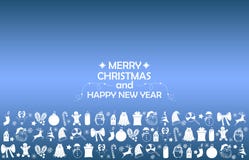 Fond 2019 de nouvelle année avec des figures, jouets de Noël, sucrerie, Santa, bougie sur le fond bleu de gradient Composition 20 illustration de vecteur Fond 2019 de nouvelle année avec des figures, jouets de Noël, sucrerie, Santa, bougie sur le fond bleu de gradient Composition 20 illustration de vecteur