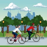 Fond de Park City de vélo de tour de garçons Illustration de Vecteur Fond de Park City de vélo de tour de garçons Illustration de Vecteur