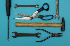 Fond de vieux outils rouillés image stock Fond de vieux outils rouillés image stock