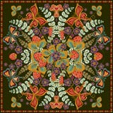 Fond floral de couleur décorative, modèle de fraise et cadre fleuri de dentelle Copie de tissu de châle de bandanna, cou en soie Photos libres de droits Fond floral de couleur décorative, modèle de fraise et cadre fleuri de dentelle Copie de tissu de châle de bandanna, cou en soie Photos libres de droits