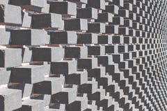 Fond moderne gris d'architecture avec les cubes convexes gris sur le mur photos libres de droits Fond moderne gris d'architecture avec les cubes convexes gris sur le mur photos libres de droits