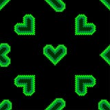 Fond sans couture de modèle avec les coeurs de pixel, qui rougeoient lampe au néon lumineuse sur un fond foncé illustration libre de droits Fond sans couture de modèle avec les coeurs de pixel, qui rougeoient lampe au néon lumineuse sur un fond foncé illustration libre de droits
