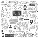 Fond social de m?dias dans l'illustration de vecteur de style de griffonnage illustration stock Fond social de m?dias dans l'illustration de vecteur de style de griffonnage illustration stock
