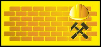 Fondo con el martillo y el casco ilustración del vector Fondo con el martillo y el casco ilustración del vector
