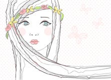 Fondo con la muchacha y las flores en su pelo libre illustration Fondo con la muchacha y las flores en su pelo libre illustration