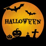 Fondo de Halloween con los palos, la tumba, las cruces, las calabazas y la inscripción negros Halloween Vector stock de ilustración Fondo de Halloween con los palos, la tumba, las cruces, las calabazas y la inscripción negros Halloween Vector stock de ilustración