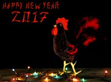 Fondo de la tarjeta de la Feliz Año Nuevo 2017 con el gallo hecho a mano del arte Fotos de archivo Fondo de la tarjeta de la Feliz Año Nuevo 2017 con el gallo hecho a mano del arte Fotos de archivo