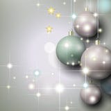 Fondo de plata abstracto con las chucherías de la Navidad stock de ilustración Fondo de plata abstracto con las chucherías de la Navidad stock de ilustración