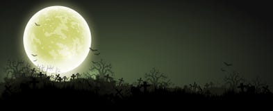 Fondo de Víspera de Todos los Santos con la luna stock de ilustración Fondo de Víspera de Todos los Santos con la luna stock de ilustración