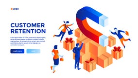 Fondo del concepto de la retención del cliente, estilo isométrico ilustración del vector Fondo del concepto de la retención del cliente, estilo isométrico ilustración del vector